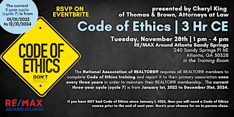 Code of Ethics - Live & In-person with Cheryl King primary image