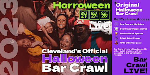 Primaire afbeelding van Official Halloween Bar Crawl Cleveland, OH By BarCrawl LIVE Eventbrite