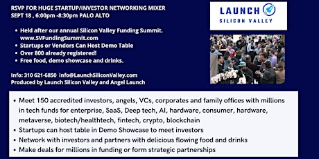 Imagem principal do evento Launch Silicon Valley Startup/Investor Mixer
