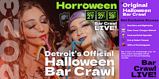 Primaire afbeelding van Official Halloween Bar Crawl Detroit, MI By BarCrawl LIVE Eventbrite