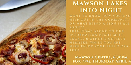 Mawson Lakes Lions Information Night - Free Pizza primary image