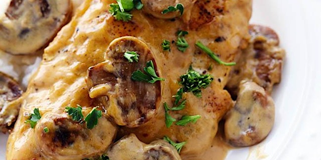 Image principale de Chicken Marsala / Bourbon Apple Crisp!