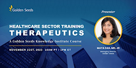 Healthcare Sector Training - Therapeutics, with Maya Das primary image