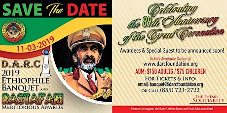 2019 DARC Ethiophile Banquet & RasTafari Meritorious Awards primary image