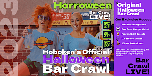 Imagem principal do evento 2023 Official Halloween Bar Crawl Hoboken, NJ By BarCrawl LIVE Eventbrite