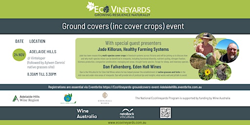 Adelaide Hills National EcoVineyards ground covers event (revised program) primary image