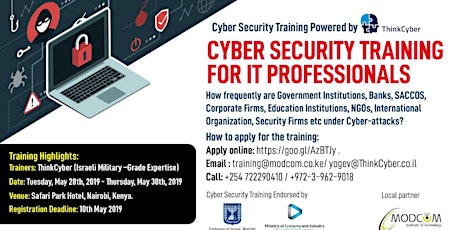 Image principale de CYBER SECURITY TRAINING INVITATION BY THINKCYBER ( ISRAELI CYBER EXPERTS)