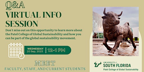 Immagine principale di USF Patel College of Global Sustainability Information Session 