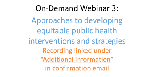 Hauptbild für PHESC 3: Approaches to developing equitable public health interventions