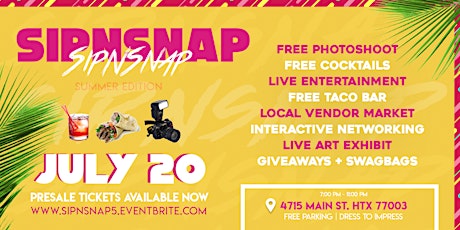 FREE PHOTOSHOOT+ FREE COCKTAILS & BUFFET  #SipNSnap Networking With A Twist primary image