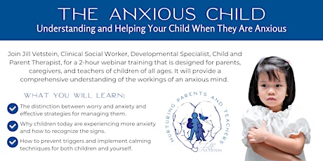 The Anxious Child - A virtual training to help support an anxious child primary image
