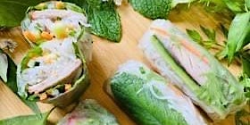 Vietnamese cooking - chicken lemongrass cold rolls primary image