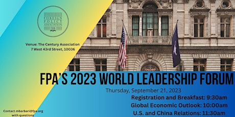 Image principale de FPA's 2023 World Leadership Forum