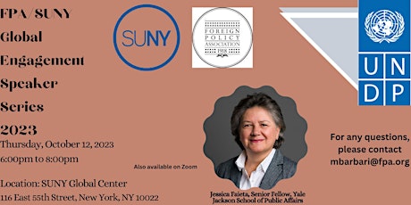 FPA/SUNY Global Engagement Lecture Series 2023 with Jessica Faieta primary image