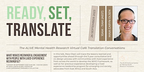 The ALIVE Mental Health Research Virtual Café Translation Conversations #15 primary image