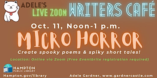 FRIGHT FEST Adele’s Live Zoom Writers Café: Micro Horror primary image