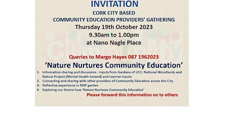 Primaire afbeelding van Gathering of Cork City Community Education Providers 19th October 2023