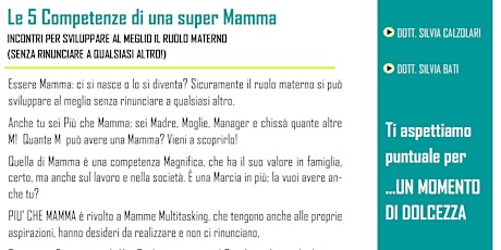Immagine principale di PIU' CHE MAMMA | Le 5 Competenze di una super Mamma 