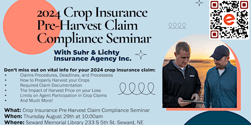 Imagem principal do evento Crop Insurance Preharvest Claim Compliance Seminar for Farmers