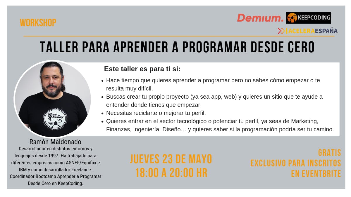 Taller para Aprender a Programar desde Cero - Demium & KeepCoding