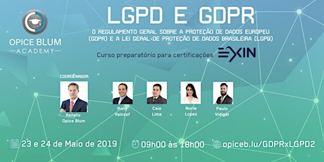 Imagem principal do evento LGPD e GDPR: imersão em proteção de dados preparatória para exames EXIN