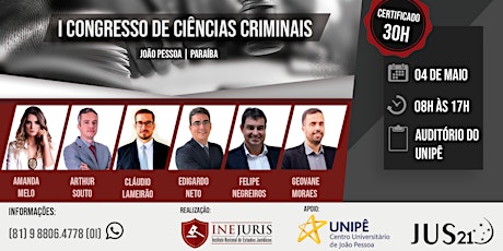 Imagem principal do evento I Congresso de Ciências Criminais- JOÃO PESSOA