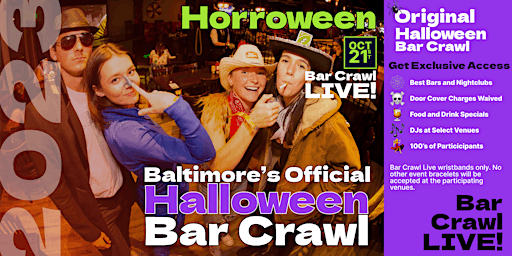 Primaire afbeelding van 2023 Official Halloween Bar Crawl Baltimore Presented By BarCrawlLIVE