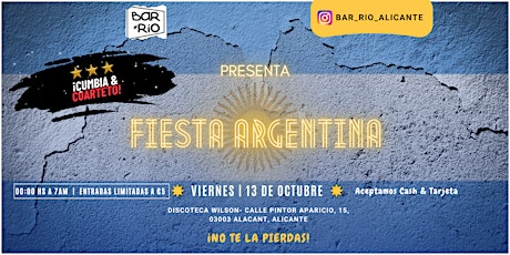 Imagen principal de BAR RIO presenta: La Auténtica FIESTA ARGENTINA en Alicante!
