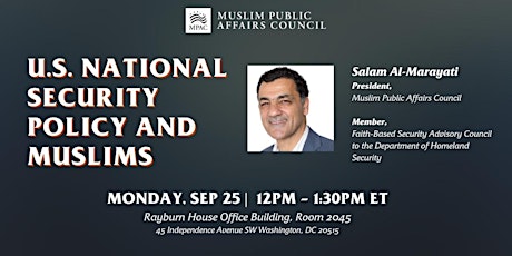Imagem principal do evento U.S. National Security & Muslims