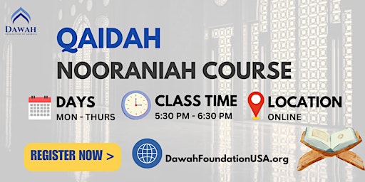 Qaidah Nooraniah Course (4 Days/Wk) primary image