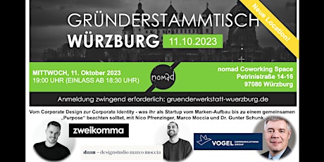 Hauptbild für Gründerstammtisch Würzburg 11. Oktober 2023