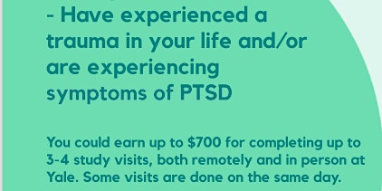 Primaire afbeelding van Ongoing Yale PTSD Research Study, up to $700 compensation