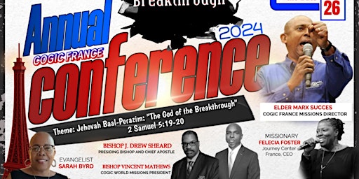 Hauptbild für COGIC FRANCE "BREAKTHROUGH CONFERENCE"