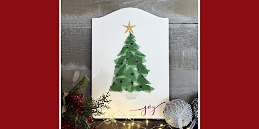 Imagen principal de Beach Glass Christmas Tree on Wooden Plaque Paint Sip Art Class Canton