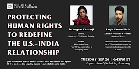 Imagem principal do evento Protecting Human Rights to Redefine the U.S.-India relationship