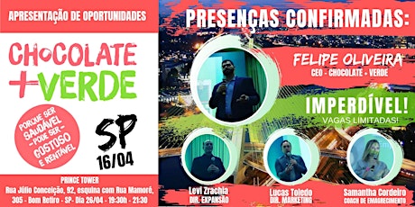 Imagem principal do evento Apresentação de Negócios - Chocolate+Verde São Paulo