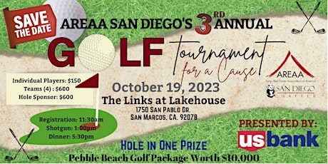 AREAA San Diegos 3rd Annual Golf Tournament for a Cause primary image