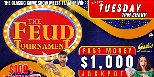 Imagem principal de $1000 Family Feud Tournament @ Gustos Bar & Grill