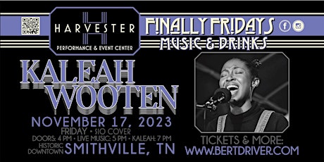 Image principale de Finally Fridays at the Harvester with Kaleah Wooten