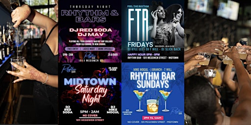 Imagem principal do evento Rhythm Bar Nights, Sunday Fundays & $7 Happy Hours