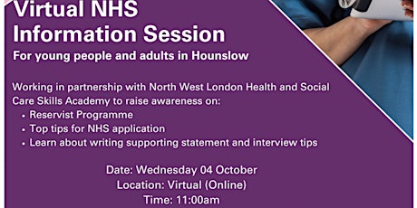 Imagem principal do evento Virtual NHS Information Session 4 October 2023