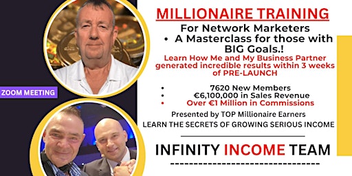 Image principale de MILLIONAIRE TRAINING - FOR NETWORK MARKETERS in Europe - (English Speaking)