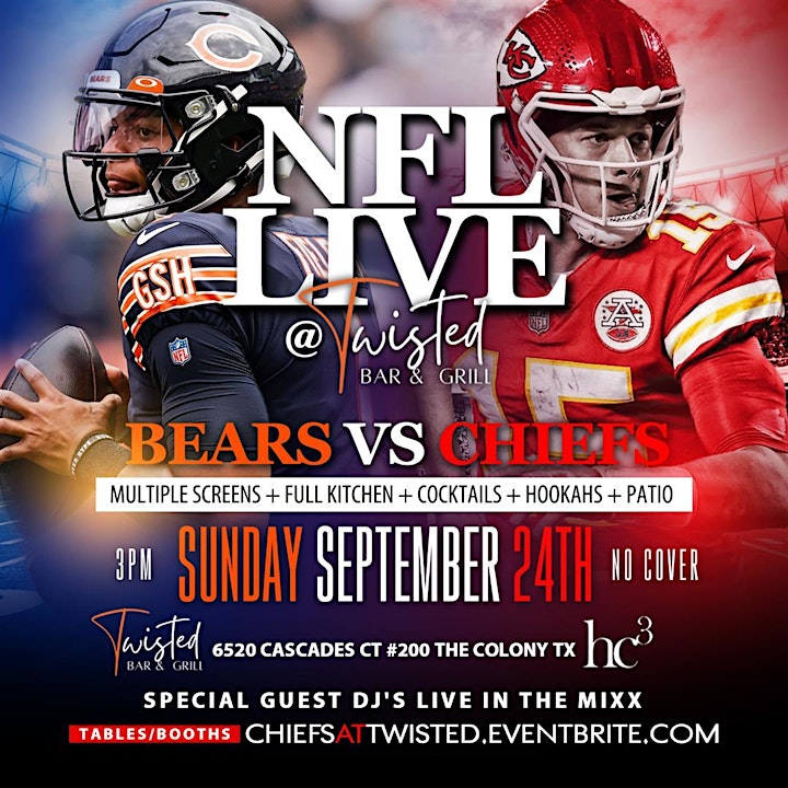 NFL LIVE! @ TWISTED BAR & GRILL [CHIEFS KINGDOM] Tickets, Multiple Dates