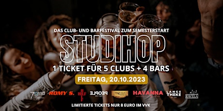 Hauptbild für Freitag, 20.10. - Studihop - das Club- und Barfestival zum Semesterstart