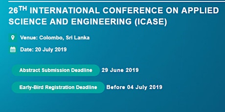 26th International Conference on Applied Science and Engineering (ICASE) primary image