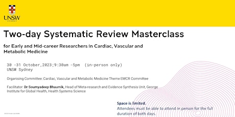 Imagem principal de CVMM Two-day Masterclass: Systematic Review of randomised controlled trials