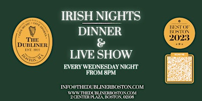 Irish Nights At The Dubliner | Dinner & Show - Live Music & Irish Dancing primary image