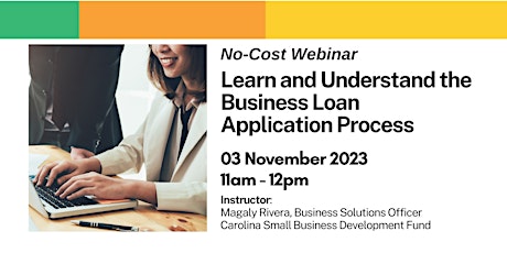 Learn  and Understand the Business Loan Application Process Webinar #NVSBW primary image