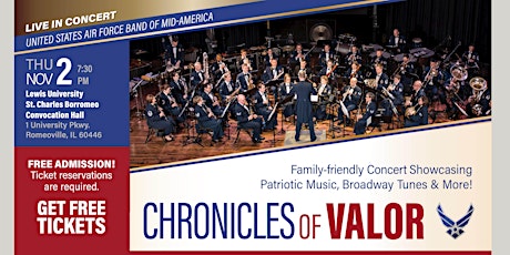 Primaire afbeelding van USAF Band of Mid-America - "Chronicles of Valor" Veterans Day Concert