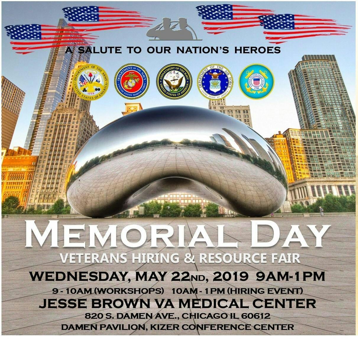 Memorial Day Veterans Hiring and Resource Fair May 22nd, Wednesday